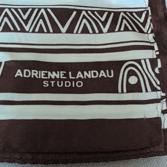 Adrienne Landau Brown and Orange Geometric Scarf MCM - Picture 2 of 8